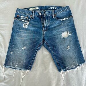 Custom Distressed Gap 1969 Blue Denim Shorts